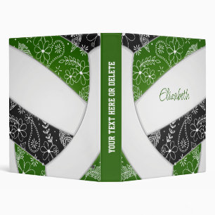 Classeur vert noir w motif floral girly volleyball