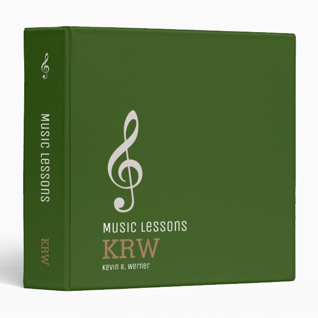 Classeur vert pour les sujets musicaux (Devant/Côté)