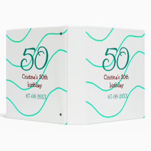 Classeur Vert rouge 50 anniversaire ajouter nom date p