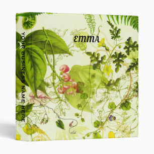 Classeur Vert vintage Botanique Fleurs sauvages Aquarelle