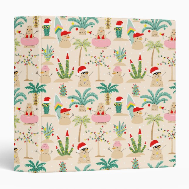 Classeur Vibes de vacances tropicales Motif de Noël (Devant/Côté)