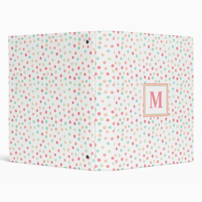 Classeur Vibrant arc-en-ciel Pastel Polka-Dot Monogramme (Arrière-plan)