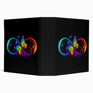 Classeur Vibrant infinity with rainbow butterfly on black