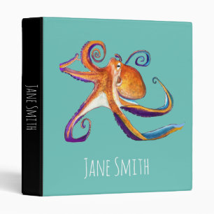 Classeur vie marine d'octopus aquarelle