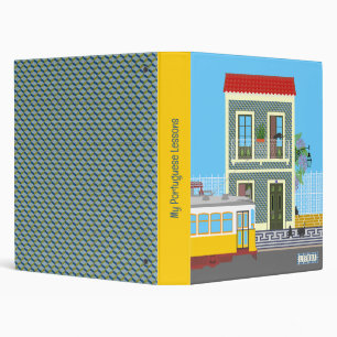 Classeur Vieille maison de Lisbonne avec des chats et tramw