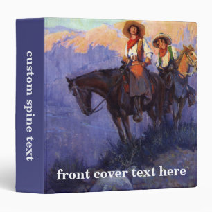 Classeur Vieux Cowboys, Homme et Femme sur des Chevaux, And
