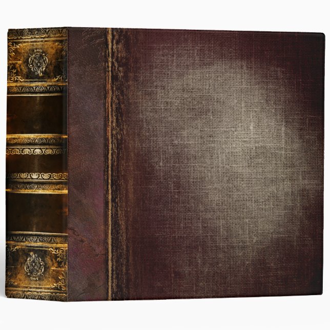 Classeur Vieux livre de Faux de cuir rustique de brun (Devant/Côté)