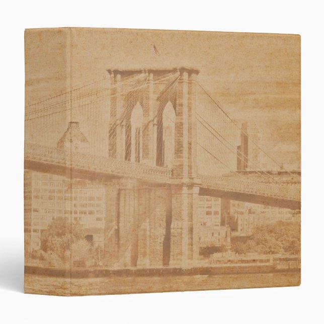 Classeur Vieux pont de Brooklyn de carte postale 1,5" album (Devant/Côté)