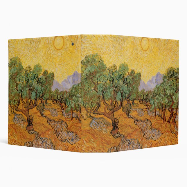 Classeur Vincent van Gogh - Oliviers, Ciel Jaune et Soleil (Arrière-plan)