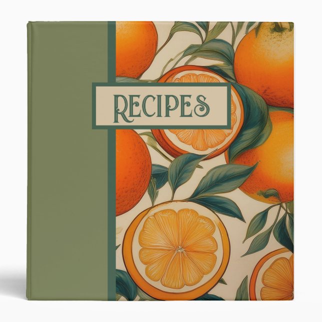 Classeur vintage à la recette de fruits orange (Devant)