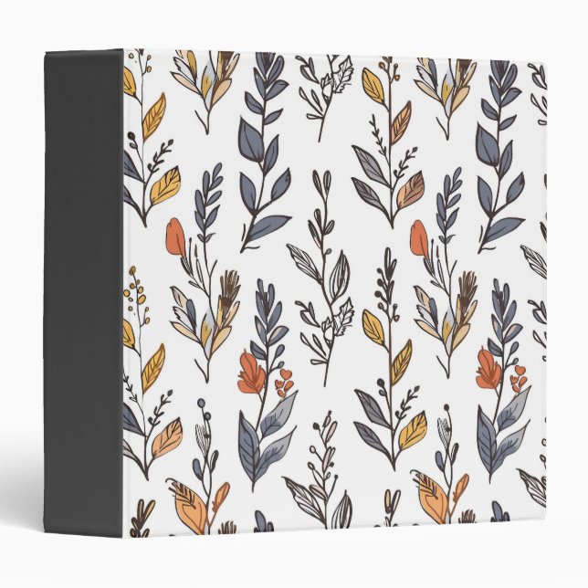 Classeur vintage à motifs botaniques (Devant/Côté)