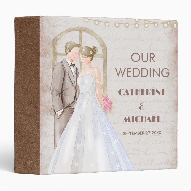 Classeur Vintage Aquarelle Rustique Lumières Romantique (Devant/Côté)