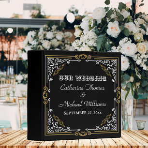 Classeur Vintage Art Déco Elégant Black White Gold Mariage