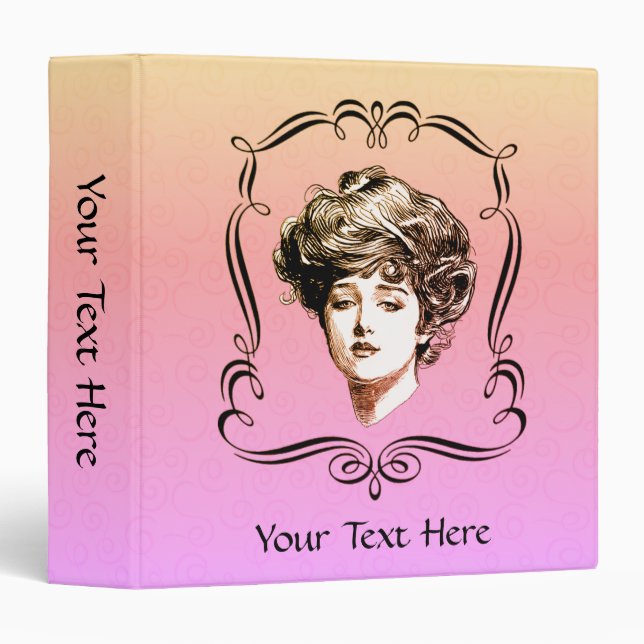 Classeur Vintage Art Gibson Girl Personnalisé (Devant/Côté)