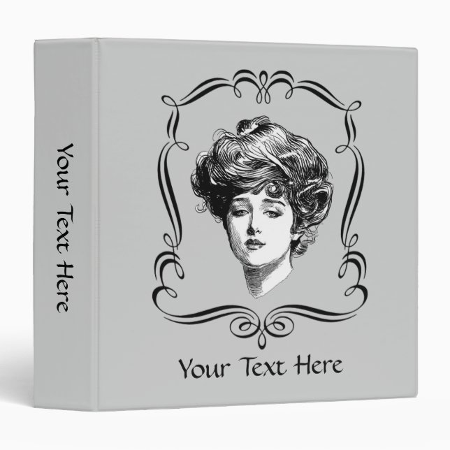Classeur Vintage Art Gibson Girl Personnalisé (Devant/Côté)