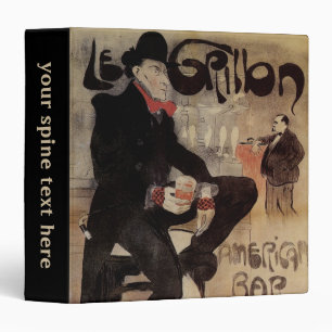 Classeur Vintage Art Nouveau Le Grillon, Homme buvant de la