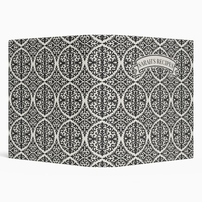 Classeur Vintage Black Damask Kitchen Recipe (Arrière-plan)