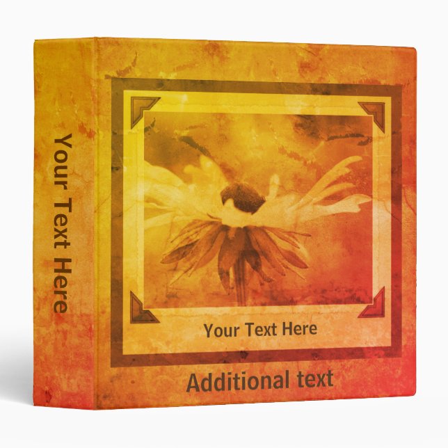 Classeur Vintage Black Eyed Susan personnalisée (Devant/Côté)