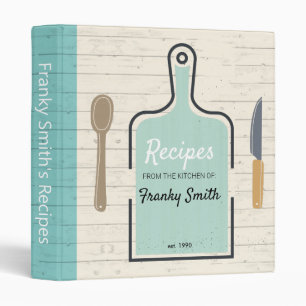 Classeur Vintage Blue Cutting Board Recette 3 anneau Classe