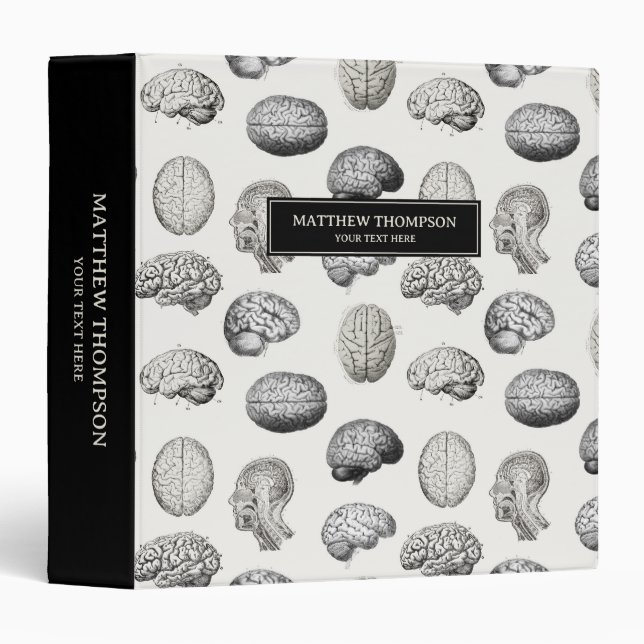 Classeur Vintage Brain Anatomy Biology Illustrations (Devant/Côté)