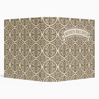 Classeur Vintage Brown Damask Kitchen Recipe