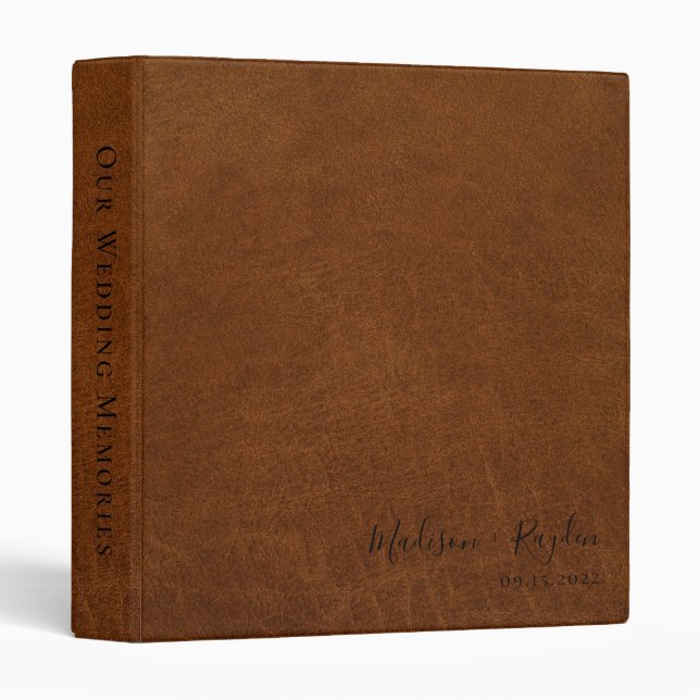 Classeur Vintage Brown en cuir (Devant/Côté)