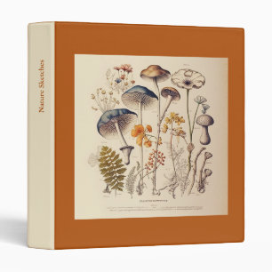 Classeur Vintage Champignon naturaliste brûlé orange