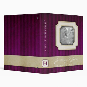 Classeur Vintage Charme ivoire & Eggplant Monogramme Classe