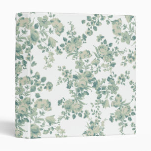 Classeur Vintage chic vert blanc bohème élégant floral