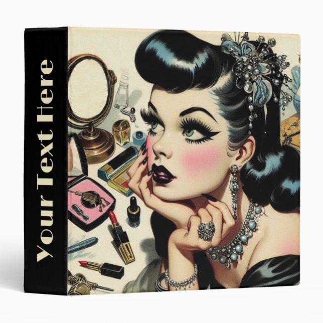 Classeur Vintage Cute Goth Pin Up (Devant/Côté)
