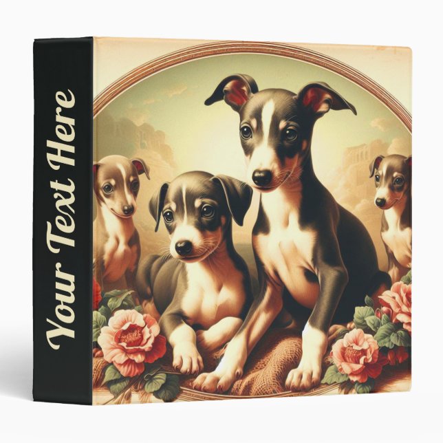 Classeur Vintage Cute Italien Greyhound Peinture (Devant/Côté)