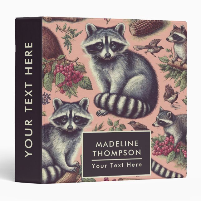 Classeur Vintage Cute Racoon (Devant/Côté)
