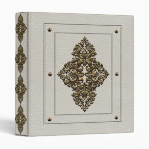 Classeur vintage de cuir blanc