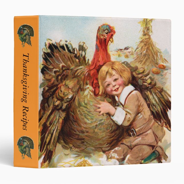 Classeur vintage de recette de thanksgiving (Devant/Côté)