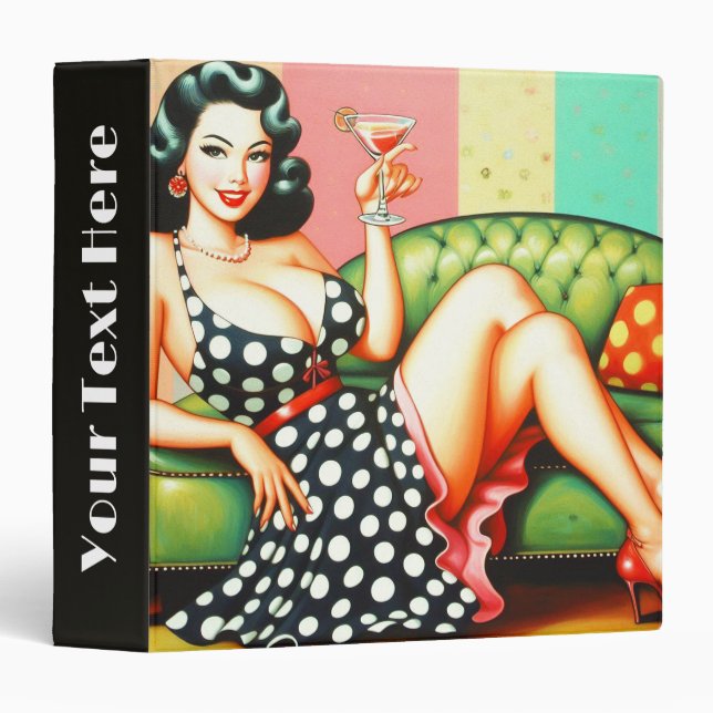 Classeur Vintage fille de boisson (Devant/Côté)