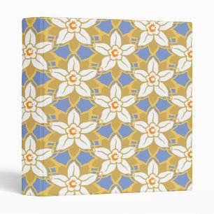 Classeur Vintage Floral bleu et jaune motif Jonquil