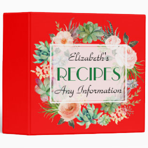 Classeur Vintage Floral Élégant couleur rouge moderne