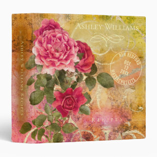 Classeur Vintage Floral Rose Postage Timbre Monogramme Rece