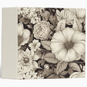 Classeur Vintage Floral Sepia Motif (12)