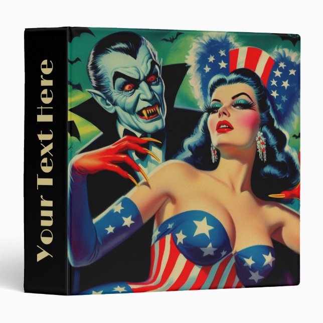 Classeur Vintage horreur vampire fille (Devant/Côté)
