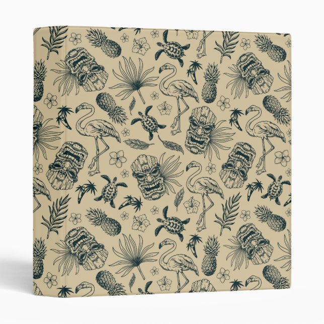 Classeur Vintage Motif tropical (Devant/Côté)