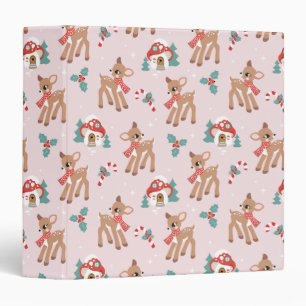 Classeur Vintage Noël Cerfs et champignons Maisons Motif