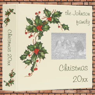 Classeur Vintage Noël, Holly Plante avec les baies rouges