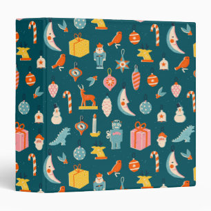 Classeur Vintage Noël Ornements Motif