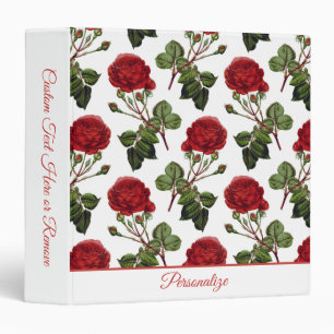 Classeur Vintage Romantique Roses Rouges Floral Personnalis