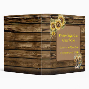 Classeur Vintage Rustic Sunflowers Country Livre d'invité