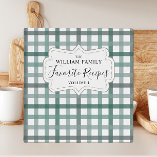 Classeur Vintage Sage Green En vichy Plaid Recette Cookbook