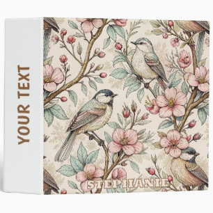 Classeur Vintage Sakura Cerry Blossom & Bird Aesthétiquemen