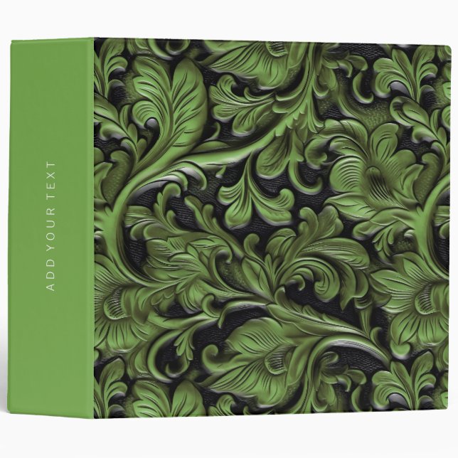 Classeur Vintage sauge vert à outils cuir (Devant/Côté)