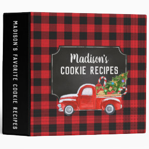 CLASSEUR VINTAGE TRUCK BUFFALO PLAID PERSONNALISÉ NOËL